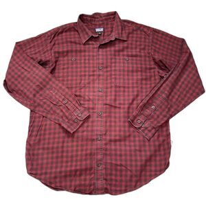 Patagonia Mens Long Sleeve Organic Cotton Flannel Shirt Red Plaid Size Large